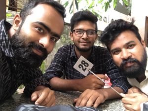 We three at Joma Bakery.(From left to right: Arjun Virmani, Jaytosh Srivastava, Yashu Mittal)