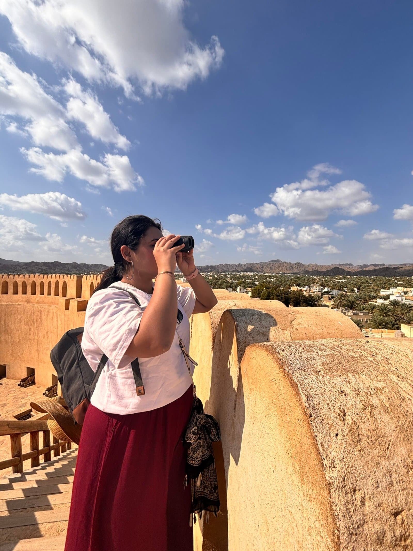view from top of nizwa fort oman cityscape