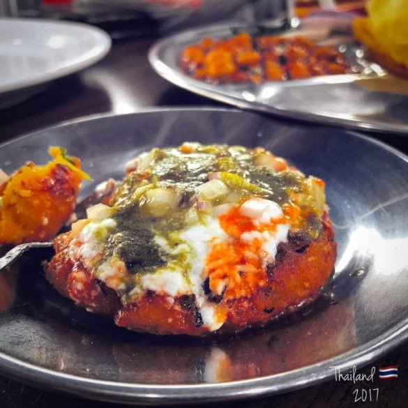 Having a india tikki, at a small shop in Bangkok near Gurudwara